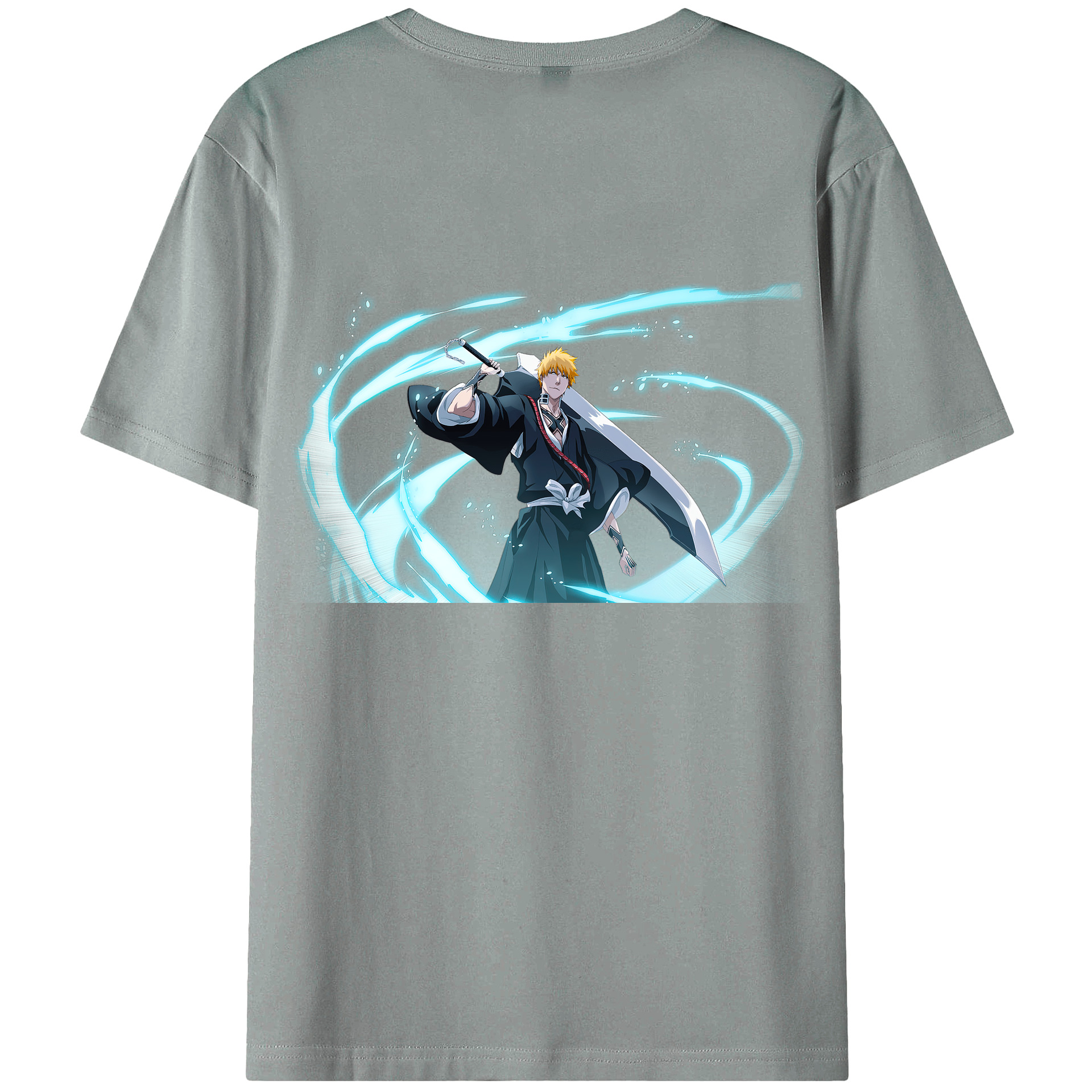 （画像用） ブリーチ 黒崎一護（くろさき いちご）BLEACH Kurosaki Ichigo 綿100％ メンズ半袖Tシャツ（バックプリント） 通気性